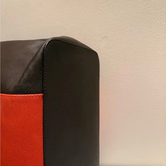 MICHAEL Kors Jet Set StripeTote saffiano leather orange-wallet Set EUC - Picture 3 of 14